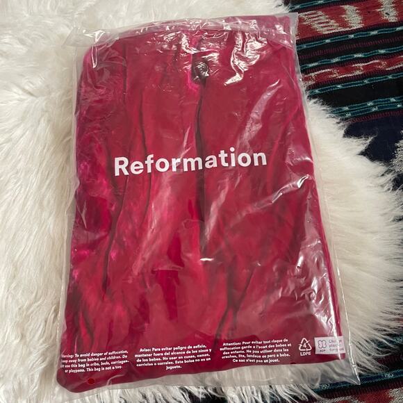 NWT Reformation Salamanca Slip Dress Midi Drape Rhubarb Velvet sz 6 - Picture 5 of 9